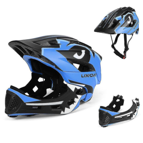 (blue) Kids Detachable Full Face Helmet Children Sports Safety Helmet For Roller Skating