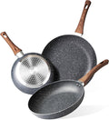 nuovva Induction Hob Pan Set – 3pcs Non Stick Frying Pan – Kitchen Cookware Nonstick – Marble, 20cm, 24cm & 28cm Frying Pans Set