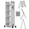 4.7m/15.4ft Aluminum Multipurpose Folding Ladder - 14-in-1 Stepladder with Platform and Free Tool Tray