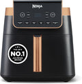 Ninja Air Fryer MAX PRO, 6.2L, Uses No Oil, Large Square Single Drawer, Roast, Bake, Air Fry, Family Size, Non-Stick, Dishwasher Safe Basket & Crisper Plate, Silicone Tongs, Black & Copper, AF180UKCP