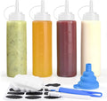 4 Pcs 8 oz Condiment Squeeze Bottles for Sauce, Plastic Squeeze Bottles, Squirt Bottle Oil Container Dispenser for Ketchup, Sauce, BBQ, Grilling, Salad Dressing, Honey,Paint and Craft