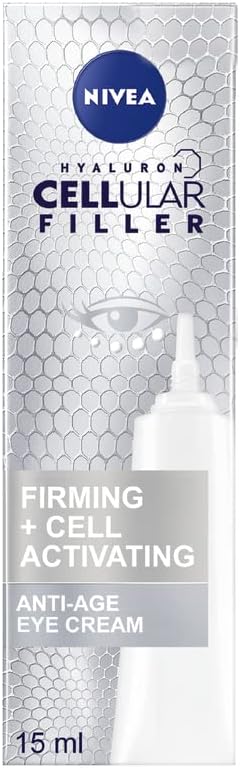 NIVEA Hyaluron Cellular Filler Anti-Age Eye Cream (15 ml), Moisturising Anti Ageing Cream for Eye Area, Powerful Hyaluronic Acid Eye Cream for Wrinkles and Dark Circles