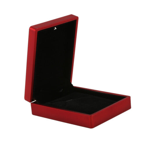 LED Box Rubber + Plush Pendant Case for Jewelry Display Gift (Red)
