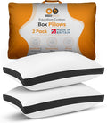Premium Egyptian Cotton Box Pillows Hotel Quality Pillows for Back Stomach and Side Sleepers Down Alternative Filling Bed Pillow Hypoallergenic Breathable Washable Cover (Pack of 2) (Black)