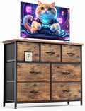 CAIYUN Chest of Drawers for Bedroom with 7 Drawers, Fabric Storage Drawer, Tall Brown Hallway Storage Unit