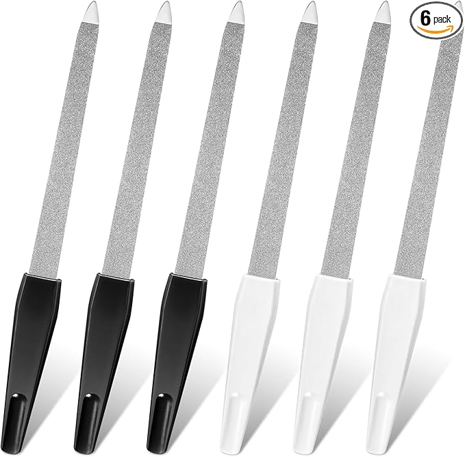 6 Pack Metal Nail File, Nail File, Professional Nail File, Nail Files for Natural Nails, Nail File Set, Nails Accessories Tools for Home Salon Use,15.2cm/6'', White/Black