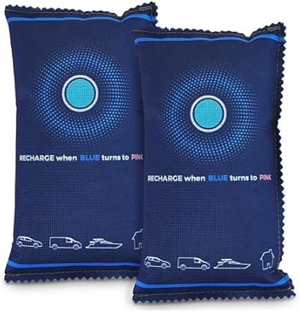 Twin Pack - Portable Reusable Dehumidifier Bag Silica Gel Moisture Damp Absorber Condensation Eliminator for Car, Home & Caravan (350g x 2)