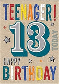 Piccadilly Greetings Juvenile Birthday Card Age 13 - 7 x 5 inches,brown|blue|yellow|red