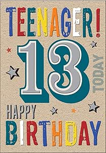 Piccadilly Greetings Juvenile Birthday Card Age 13 - 7 x 5 inches,brown|blue|yellow|red