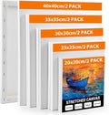 10 Pack Stretched Canvas for Painting, 40x40 35x35 30x30 25x25 20x20cm Art Canvases for Painting, Acid-Free/Cotton/Triple Primed/280GSM Blank Canvas Set for Acrylic & Oil Painting