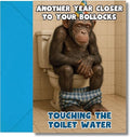 LimaLima Funny Birthday Cards for Men with Rude Humour Featuring a Cheeky Chimp on the Loo Perfect for Male Friends