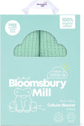 Bloomsbury Mill - Cellular Blankets Baby - Soft 100% Organic Cotton Baby Blanket - Pack of 2 - Essentials For Newborn - Ideal for Cot Bed, Travel, Car Seat, Pram, Moses Basket - Green 75x95cm