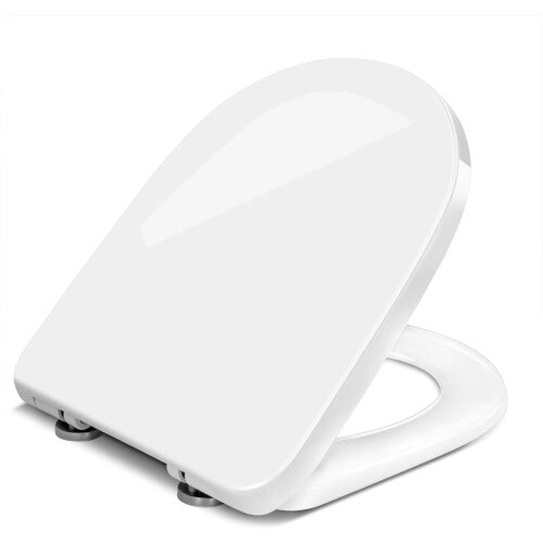Soft Close Toilet Seat with Quick Release D-Shape Toilet Lid Simple Top Fixing for Easy Clean with 360 Adjustable Hinges