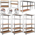 Heavy Duty 5-Tier Garage Shelving Unit - Adjustable MDF Shelves, 875 kg Total Capacity, Screwless Assembly, Split into 2 Units, Floor-Protecting Feet