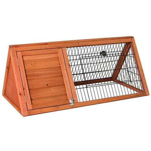 Triangle Pet Hutch with Run Wooden Cage Outdoor