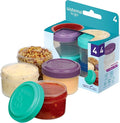 Sistema Dressing Pots To Go Food Container Sauce Pots With Lids 35 Ml Bpa-Free Blue, Green, Pink & Purple Lids Recyclable With Terracycle 4 Count