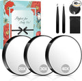 MIYADIVA 40X/30X/20X Magnifying Mirror, 3.5 Inch Round Compact Mirror with Suction Cup, 2Ps Stainless Steel Tweezers, Perfect for Makeup, Eyebrows, Beards, Travel