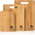 Premium Bamboo Chopping Board Set - Set of 3 Wooden Cutting Boards | Chopping Meat, Vegetables, & Bread | Serving Crackers&Cheese | Wood Cheese Board Platter, Food Prep, Kitchen Gift Set