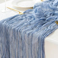 Sioloc 1 Pack Dusty Blue Cheesecloth Table Runner Summer Decor 90cmX300cm Boho Gauze Runner for Fall Autumn Decor Wedding Party Baby Bridal Shower Birthday Table Decorations