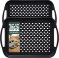 Zuvo Anti-Slip Food Serving Tray with Handles (Set of 2) – BPA-Free Plastic, Lightweight & Durable – Non-Slip couch Trays for Eating & Drinks (Black)