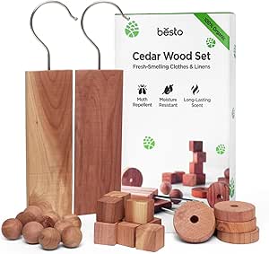 Cedarwood Moth Repellent for Wardrobes, 28 Pcs 100% Natural Cedar Wood Discs, Cedar Wood Rings & Cedar Moth Balls for Storage Box, Drawers, Wardrobe Storage & Clothes, Ideal Moth Killer & Freshener