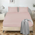 Fitted Sheet 25 cm Deep Brushed Microfiber Ultra Soft No-Iron Wrinkle-Resistant Plain Dyed Fitted Bed Sheets Hypoallergenic Breathable Sheets (Blush, Double)