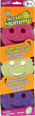 Scrub Daddy Scrub Mommy Cleaning Sponges - Dual Sided Non Scratch Sponge Scourers, Smiley Kitchen Sponges for Dishwashing & Bathroom, FlexTexture Dish Scrubber Sponge, Assorted 3 Pack