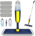 HOMTOYOU Spray Mop for Cleaning Floors: Wet Dry Flat Mop with Sprayer for Hardwood Tile Laminate Vinyl - 4 Microfiber Washable Pads for Home Kitchen