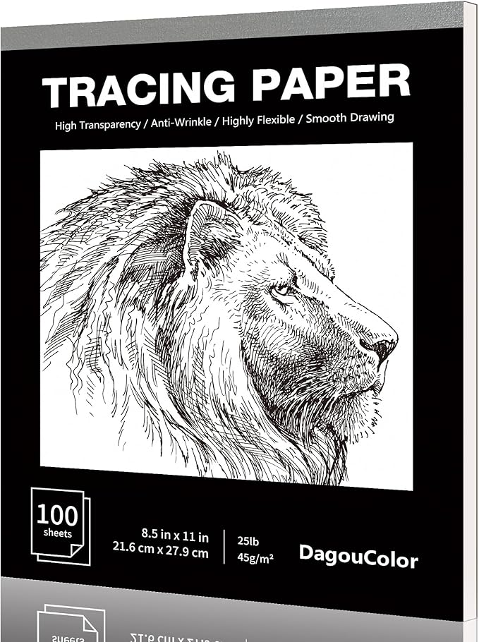 DagouColor Tracing Paper, 1 Pack, 100 Sheets, 21.6 X 27.9CM Drawing Pad Overlays & Sketching on Art Paper & Sketch Book for Beginning Artists Adults Kids Boys Girls