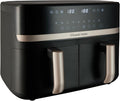 Russell Hobbs Dual Air Fryer 9L Rapid Airfryer [Dual Basket/Zone, Low-Noise, 9 Programs] satisfry (Dishwasher safe drawers, Max 200℃, Oil Free Cooking, Roast, Bake, Grill, Keep warm) 27680
