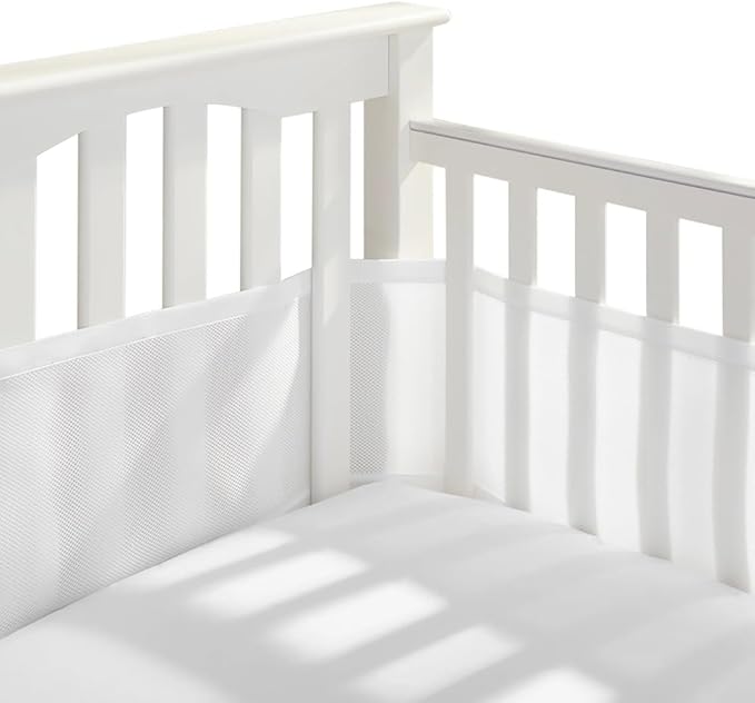 Purflo Breathable Cot Bumper (2pcs) | Safe Alternative to Traditional Baby Cot Bumpers | Machine Washable Mesh & Easy Install Fixings | Fits Cot Bed up to 140x70cm | Baby Essential | Soft White