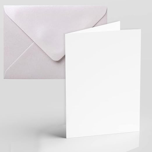 Pack of 20 A6 Blank Greeting Cards with Envelopes White 350 GSM Blank Cards and Envelopes for Card Making for Gift Greeting Cards Invitation Papa Prints®