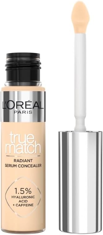 L'Oréal Paris Serum Concealer, Medium Coverage, Radiant Finish, With 1.5% Hyaluronic Acid and Caffeine, True Match, 4N, 10ml