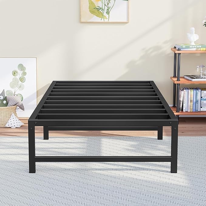 3ft Single Bed Heavy Duty Steel Slats Single Metal Bed Frames with 31.5cm Platform Storage for Adult No Box Spring Needed Easy Assembly, for Bedroom, Home, Kids