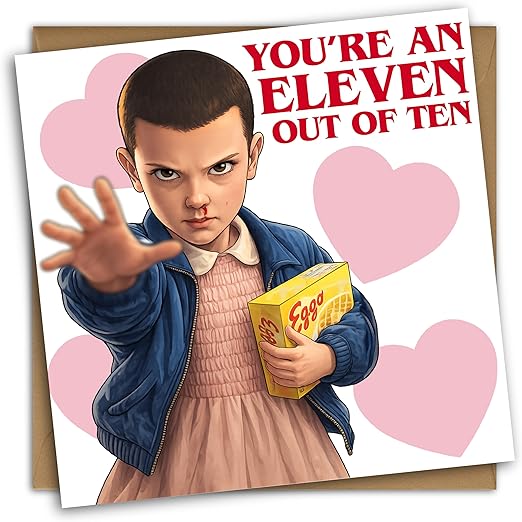 NotNiceThings Stranger Things Valentine's Day Card - TV Show Cards - Eleven Funny Anniversary Card For Him, Her, Boyfriend, Girlfriend, Husband, Wife - Fun & Rude Gifts From Fiance
