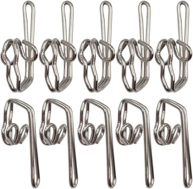 100 Pack Metal Curtain Header Tape Drapery Hooks, Silver