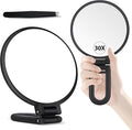MIYADIVA 30X Magnifying Mirror, Hand Mirror with Handle, Double Sided Hand with 30X/1X Magnification, Travel Essential, Portable Foldable Makeup for Precision Makeup Frosted Black