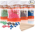 Hard Wax Beads, 4 X 100G Painless with 10 Applicators, Professional Wax Beads for Eyebrow, Armpit, Bikini, Back, Chest, Legs, Painless Hair Removal, Christmas Gifts