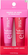 e.l.f. Squeeze Me Lip Balm Duo, Moisturizing Lip Balm for a Sheer Tint of Colour, Infused with Hyaluronic Acid, Vegan & Cruelty-Free, CHERRY/BUBBLEGUM