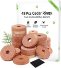 Moth Repellent for Wardrobes 48 Cedar Rings for Clothes, Drawers, Storage Boxes - 100% Natural Cedarwood Moth Repellent, Aromatic Insect Repellent & Moth Killer Cedar Wood Rings - Sandpaper Included