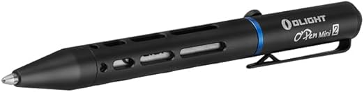 OLIGHT O'Pen Mini 2 Ballpoint Pen, Switch between Replaceable Black Ink and Alloy-Enhanced Pencil by Reverse S-Shaped Bolt-Action for Everyday Carry, Office Use, Outdoor Work(Black)