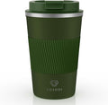 CS COSDDI Travel Mugs, Insulated Coffee Cup with Leakproof Lid - Reusable Coffee Cups Travel - Car Coffee Cup - Stainless Steel Coffee Mug for Hot and Cold Water and Tea (Green-A, 380 ml)