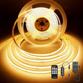 COB LED Strip 5m, 480LEDs/M, High Bright Dotless LED Tape with Remote and Power Supply, DC24V, CRI>92, 8mm Width, Warm White LED Strip Lights for Bedroom, 2700K[Energy Class F]