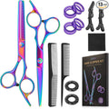 Lictin Hairdressing Scissors Set, 6.7-inch Straight Hair Scissors & Hair Thinning Scissors, Extra Sharp Stainless Steel Shears with Ergonomic Handle for Men Women Children Pets Dog Home Salon Barber