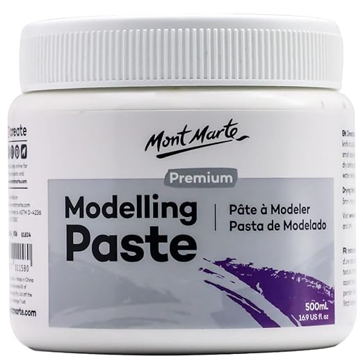 Mont Marte Modelling Paste 500ml – White – Ideal for 3D effects – Suitable for Acrylic Painting and Oil Painting – Texture Paste for Canvas