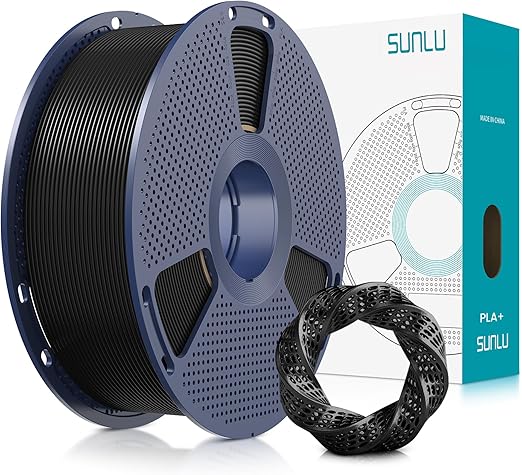 SUNLU PLA Plus 3D Printer Filament, Upgraded PLA+ 3D Filament 1.75mm, Neatly Wound PLAPro, Strong and Toughness, Dimensional Accuracy +/- 0.02 mm, 1KG Spool (Black)