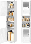 OUDIE Tall Bathroom Storage Cabinet, Floor Free Standing Display Cabinet, Slim Storage Furniture Organizer Unit for Office Living Room Kitchen Entryway Toilet Paper, White