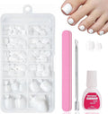 White Press on Toenails, 120Pcs Short Fake Toe Nails with Glue, Solid White Fake Toenails Kit, Square False Toe Nail Tips Extensions, Glossy Full Cover Acrylic Toenails For Women Girls Nail Art DIY