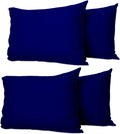 Pillow Cases 4 Pack Navy Blue, Soft & Breathable 100% Brushed Microfiber Pillowcase. Anti-Allergic & Machine Washable with Secure Envelope Closure, Multicolor, UK Size 50 × 75 cm
