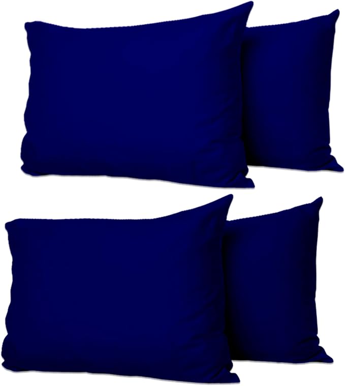 Pillow Cases 4 Pack Navy Blue, Soft & Breathable 100% Brushed Microfiber Pillowcase. Anti-Allergic & Machine Washable with Secure Envelope Closure, Multicolor, UK Size 50 × 75 cm